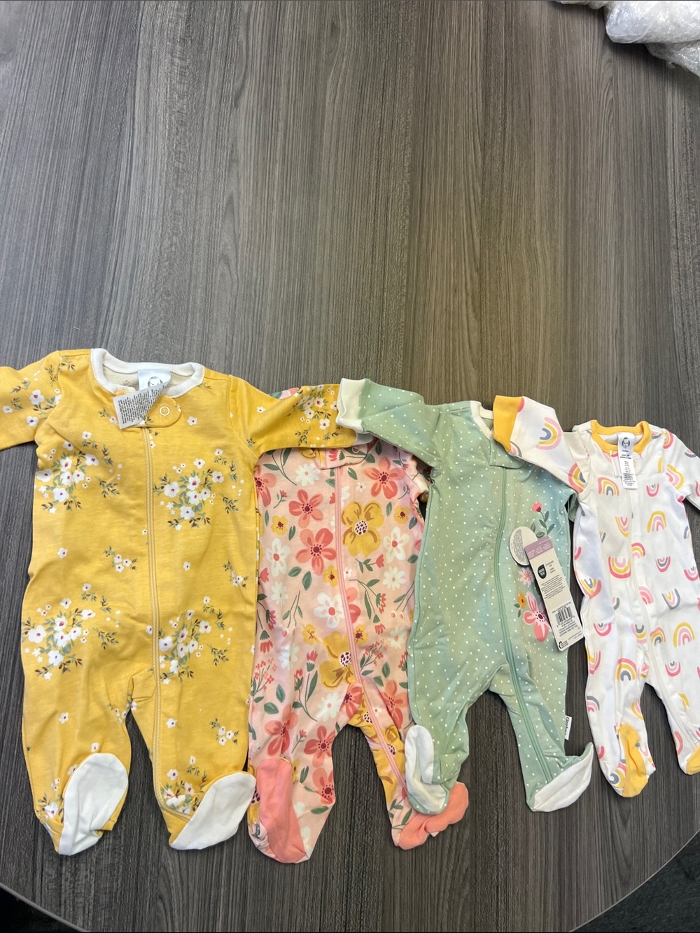 Gerber Baby Girl Floral Zip-Up Sleep & Play - Preemie 00M - 4 Pack NWT